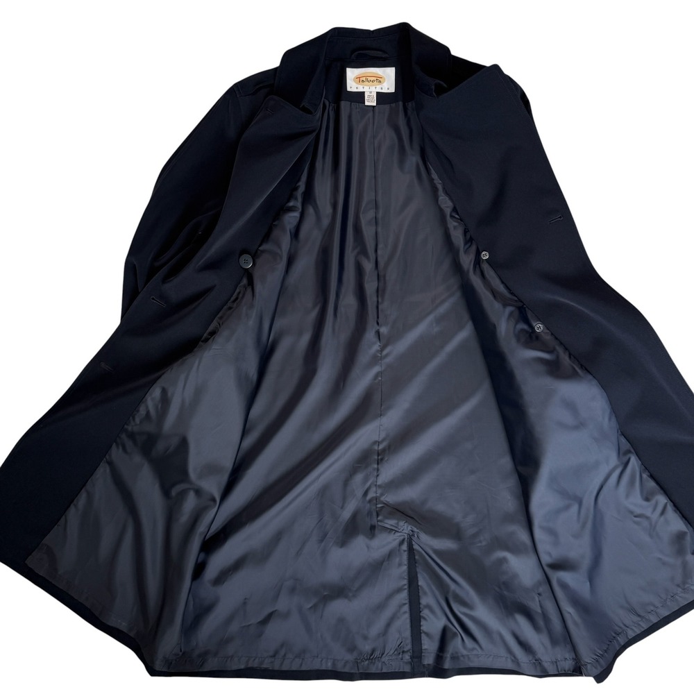 Talbots Trench Coat Women 12P Navy Double Breasted Belted Professional Classic - Picture 7 of 16